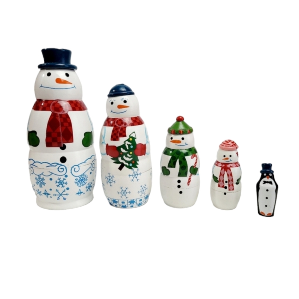 Avon 2006 Nesting Snow Family (5) Tallest 6.5" W/Box
